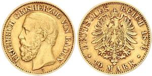 10 Mark Grand Duchy of Baden (1806-1918) Oro Federico I di Baden (1826 - 1907)