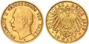 10 Mark Grand Duchy of Baden (1806-1918) Oro Federico II di Baden (1857 - 1928)