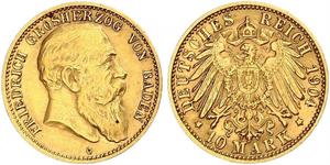 10 Mark Grand Duchy of Baden (1806-1918) Oro Federico I di Baden (1826 - 1907)