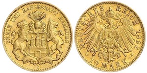 10 Mark Hamburgo Oro 