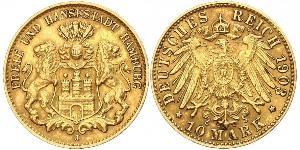 10 Mark Hamburgo Oro 