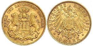 10 Mark Hamburgo Oro 
