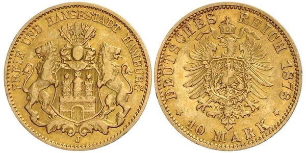 10 Mark Hamburgo Oro 