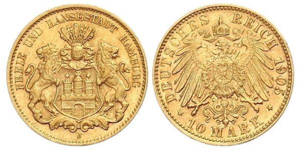 10 Mark Hamburgo Oro 