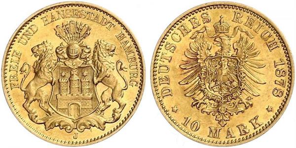 10 Mark Hamburgo Oro 