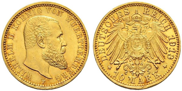 10 Mark Imperio alemán (1871-1918) Oro Wilhelm II, German Emperor (1859-1941)