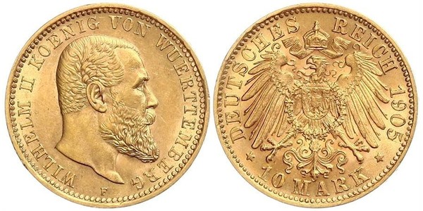 10 Mark Impero tedesco (1871-1918) Oro Wilhelm II, German Emperor (1859-1941)