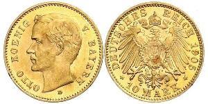 10 Mark Regno di Baviera (1806 - 1918) Oro Ottone di Baviera(1848 – 1916)