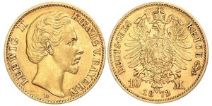 10 Mark Regno di Baviera (1806 - 1918) Oro Ludovico II di Baviera(1845 – 1886)