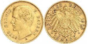 10 Mark Regno di Baviera (1806 - 1918) Oro Ottone di Baviera(1848 – 1916)