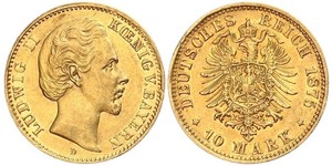 10 Mark Regno di Baviera (1806 - 1918) Oro Ludovico II di Baviera(1845 – 1886)