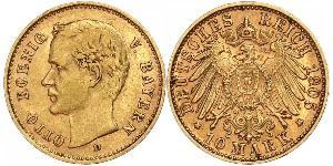 10 Mark Regno di Baviera (1806 - 1918) Oro Ottone di Baviera(1848 – 1916)