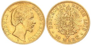 10 Mark Regno di Baviera (1806 - 1918) Oro Ludovico II di Baviera(1845 – 1886)