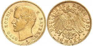 10 Mark Regno di Baviera (1806 - 1918) Oro Ottone di Baviera(1848 – 1916)