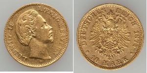 10 Mark Regno di Baviera (1806 - 1918) Oro Ludovico II di Baviera(1845 – 1886)