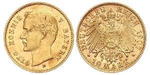 10 Mark Regno di Baviera (1806 - 1918) Oro Ottone di Baviera(1848 – 1916)