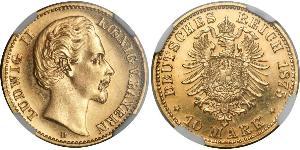 10 Mark Regno di Baviera (1806 - 1918) Oro Ludovico II di Baviera(1845 – 1886)