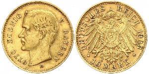10 Mark Regno di Baviera (1806 - 1918) Oro Ottone di Baviera(1848 – 1916)