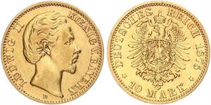 10 Mark Regno di Baviera (1806 - 1918) Oro Ludovico II di Baviera(1845 – 1886)