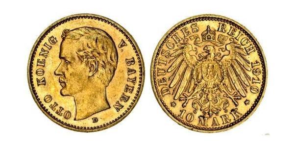10 Mark Regno di Baviera (1806 - 1918) Oro Ottone di Baviera(1848 – 1916)