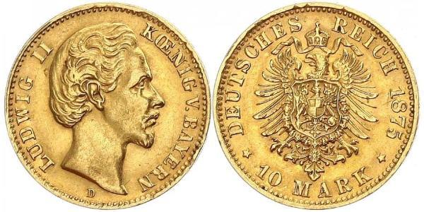 10 Mark Regno di Baviera (1806 - 1918) Oro Ludovico II di Baviera(1845 – 1886)