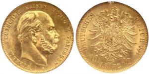 10 Mark Regno di Prussia (1701-1918) Oro Wilhelm I, German Emperor (1797-1888)