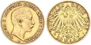 10 Mark Regno di Prussia (1701-1918) Oro Wilhelm II, German Emperor (1859-1941)