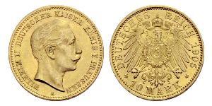 10 Mark Regno di Prussia (1701-1918) Oro Wilhelm II, German Emperor (1859-1941)