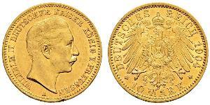 10 Mark Regno di Prussia (1701-1918) Oro Wilhelm II, German Emperor (1859-1941)