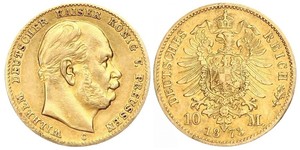 10 Mark Regno di Prussia (1701-1918) Oro Wilhelm I, German Emperor (1797-1888)
