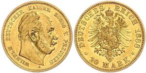 10 Mark Regno di Prussia (1701-1918) Oro Wilhelm I, German Emperor (1797-1888)