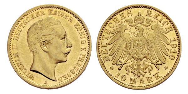 10 Mark Regno di Prussia (1701-1918) Oro Wilhelm II, German Emperor (1859-1941)