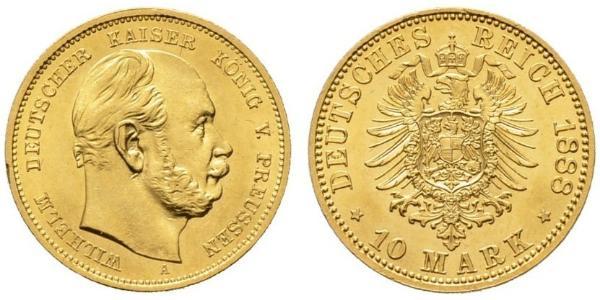 10 Mark Regno di Prussia (1701-1918) Oro Wilhelm I, German Emperor (1797-1888)
