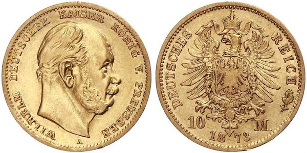 10 Mark Regno di Prussia (1701-1918) Oro Wilhelm I, German Emperor (1797-1888)