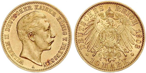 10 Mark Regno di Prussia (1701-1918) Oro Wilhelm II, German Emperor (1859-1941)