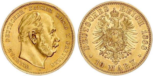 10 Mark Regno di Prussia (1701-1918) Oro Wilhelm I, German Emperor (1797-1888)