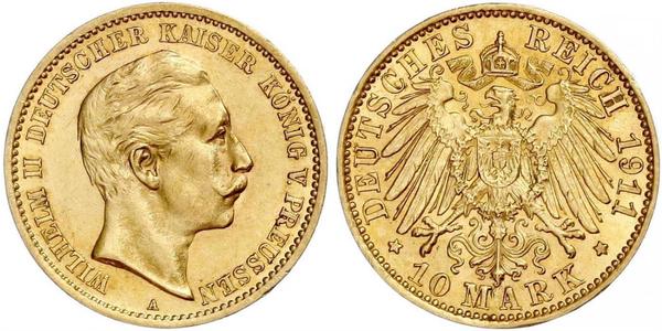 10 Mark Regno di Prussia (1701-1918) Oro Wilhelm II, German Emperor (1859-1941)