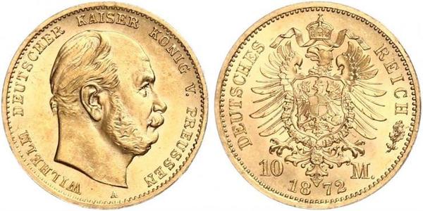 10 Mark Regno di Prussia (1701-1918) Oro Wilhelm I, German Emperor (1797-1888)