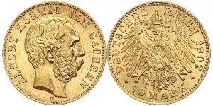 10 Mark Regno di Sassonia (1806 - 1918) Oro Alberto di Sassonia