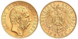 10 Mark Regno di Sassonia (1806 - 1918) Oro Alberto di Sassonia