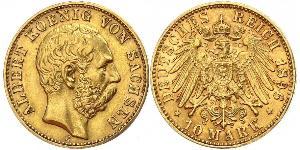 10 Mark Regno di Sassonia (1806 - 1918) Oro Alberto di Sassonia