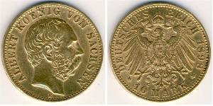 10 Mark Regno di Sassonia (1806 - 1918) Oro Alberto di Sassonia