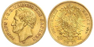 10 Mark Regno di Sassonia (1806 - 1918) Oro 