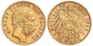 10 Mark Regno di Sassonia (1806 - 1918) Oro Alberto di Sassonia