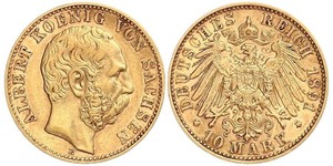 10 Mark Regno di Sassonia (1806 - 1918) Oro Alberto di Sassonia