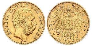 10 Mark Regno di Sassonia (1806 - 1918) Oro Alberto di Sassonia