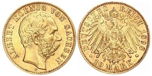 10 Mark Regno di Sassonia (1806 - 1918) Oro Alberto di Sassonia