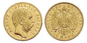 10 Mark Regno di Sassonia (1806 - 1918) Oro Alberto di Sassonia