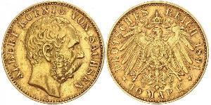 10 Mark Regno di Sassonia (1806 - 1918) Oro Alberto di Sassonia