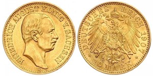 10 Mark Regno di Sassonia (1806 - 1918) Oro Federico Augusto III di Sassonia (1865-1932)